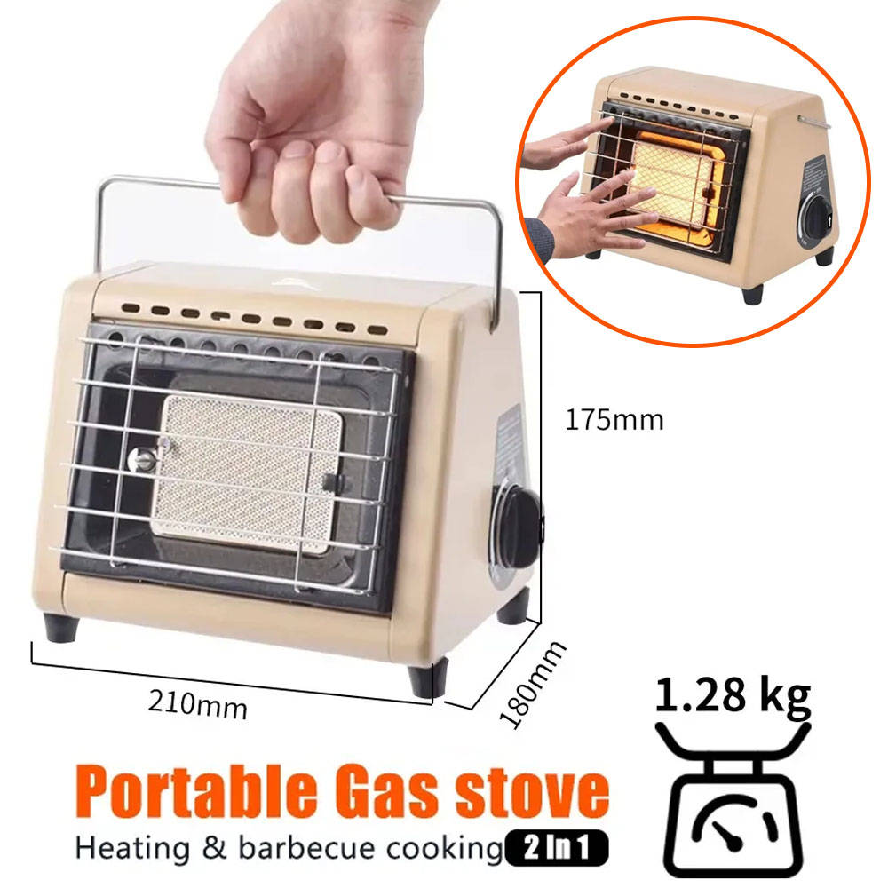Home Cooking Heater - Tragbarer 2-in-1-Gaskocher-Heizgerät 1,5 kW BBQ-Kochgerät Camping-Zeltheizgerät