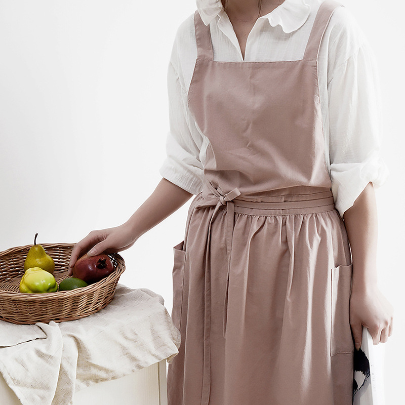 Home Cooking Japanese - Damen-Latzschürze aus Baumwolle und Leinen im
