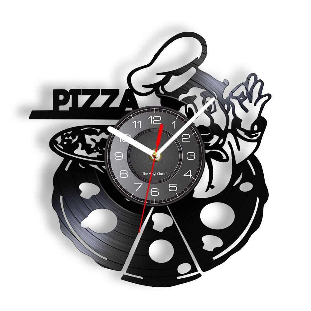 Home Cooking In Italian - Pizza Italien Stil Schallplatte Wanduhr Pizzeria