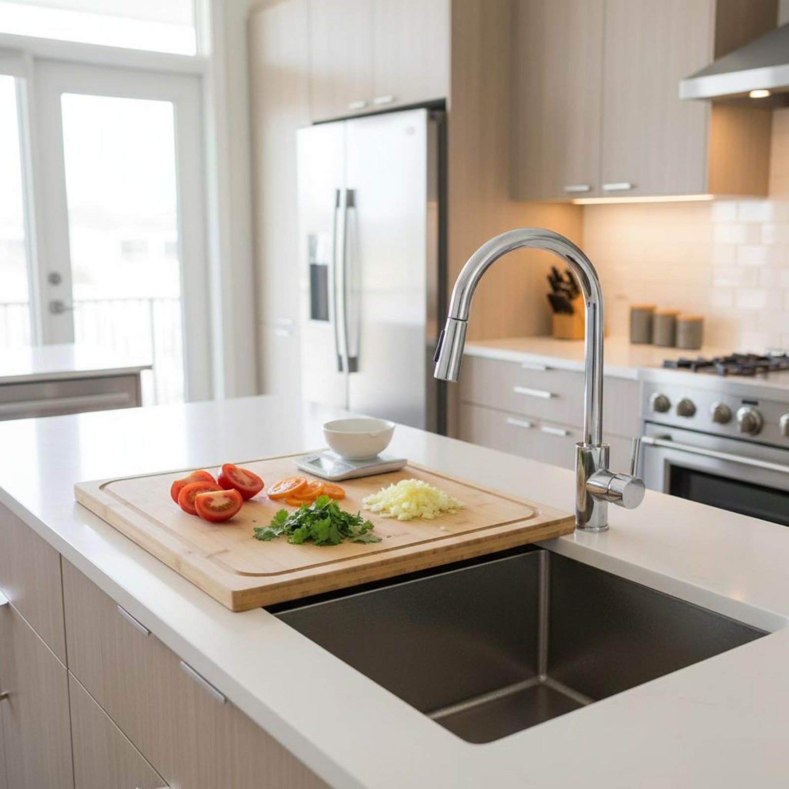 Home Cooking In - Schneidebrett für über die Spüle, Multifunktionales
