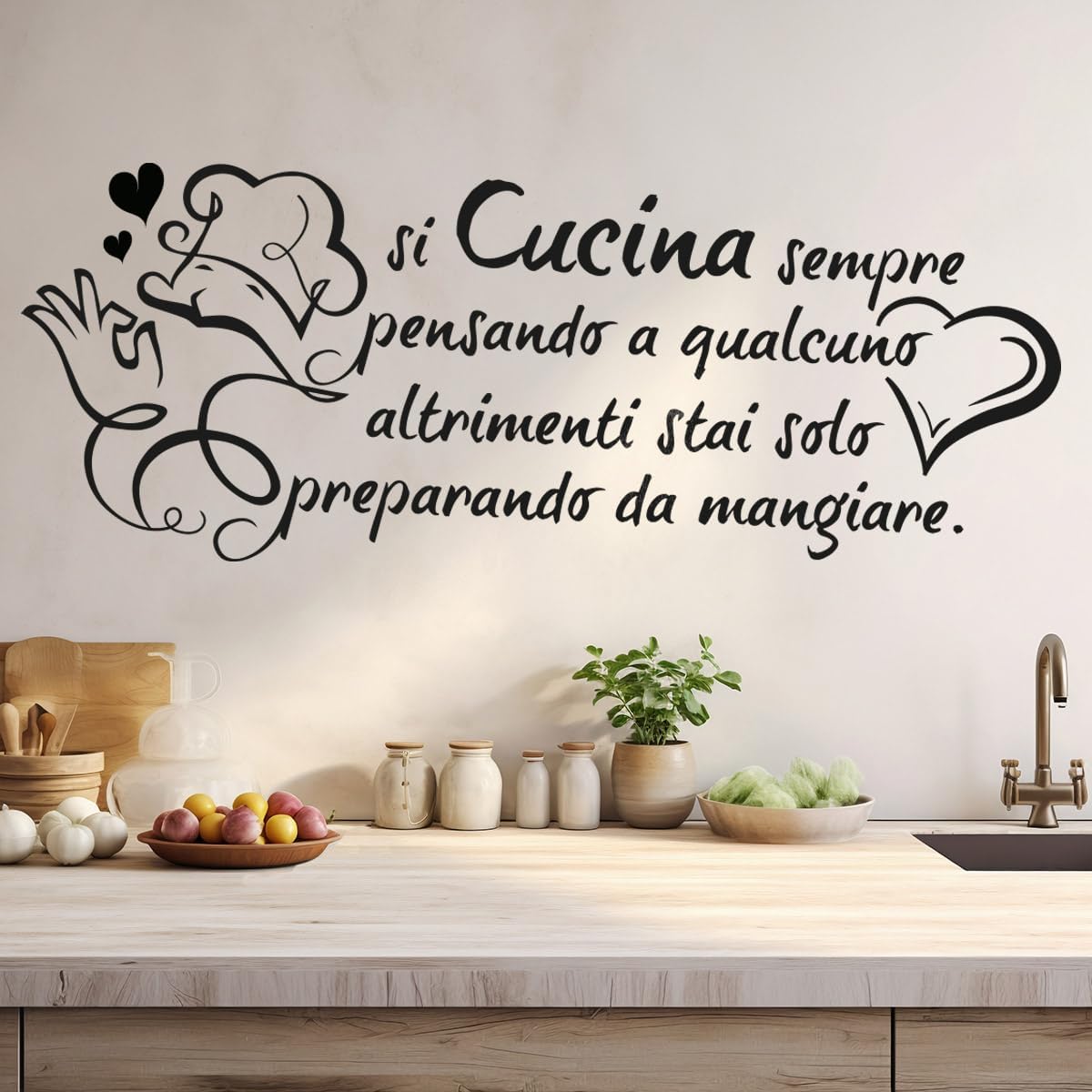 Home Cooking In Italian - Wandaufkleber mit französischem italienischem Küchen- und