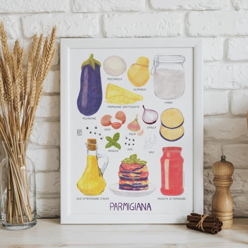 Home Cooking In Italian - Moderne Gourmet-Rezepte, Kochposter, italienisches Essen, Pizza,