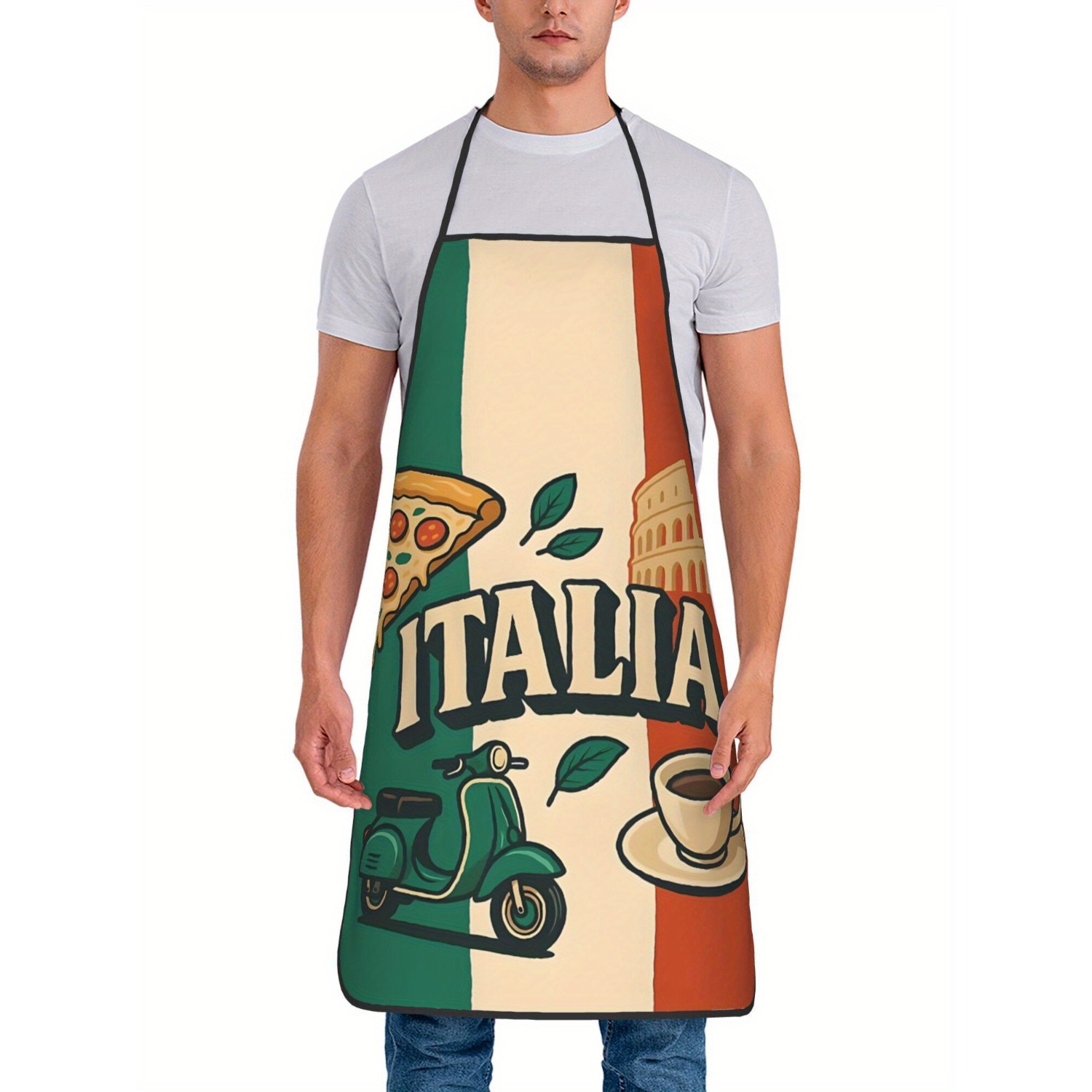Home Cooking In Italian - Retro-Küchenschürze mit italienischer Flagge, Pizza-, Roller-